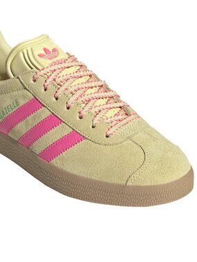 adidas Gazelle Lace Up Womens Beige, Pink, Yellow Sneakers Casual Shoes JH7211